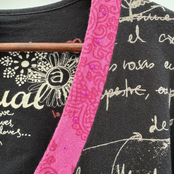 Desigual Dress Y2K Cotton Floral Stitching Rhinestones Metallic Print Large - Picture 15 of 16